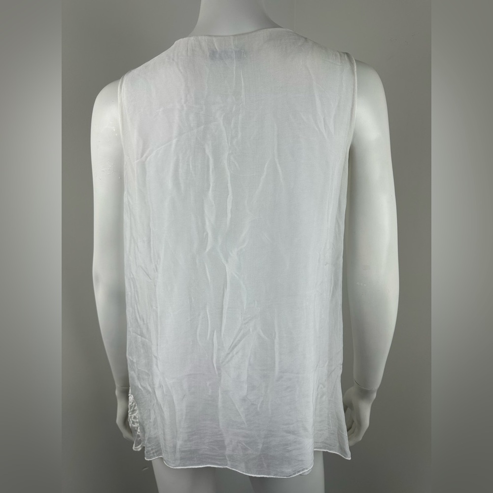 Elena Baldi Silk Embellished Blouse Size Medium Sleeveless Made in Italy Lined - Picture 3 of 11